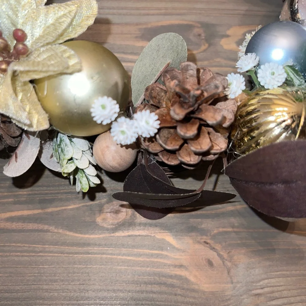 New homemade Festive Holiday Wreath creams & blues handmade